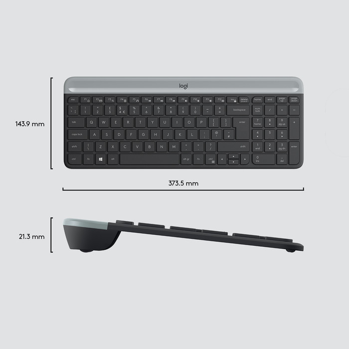 Logitech MK470 Slim Draadloos Toetsenbord en Muis Grijs QWERTY null