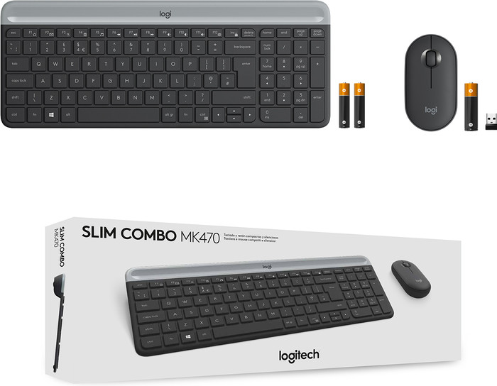 Logitech MK470 Slim Draadloos Toetsenbord en Muis Grijs QWERTY null
