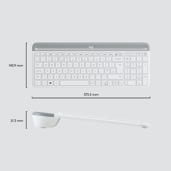 Logitech MK470 Slim Draadloos Toetsenbord en Muis Wit QWERTY null