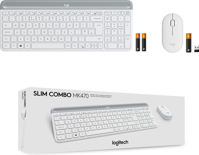 Logitech MK470 Slim Draadloos Toetsenbord en Muis Wit QWERTY null