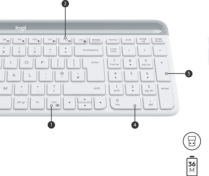 Logitech MK470 Slim Draadloos Toetsenbord en Muis Wit QWERTY null