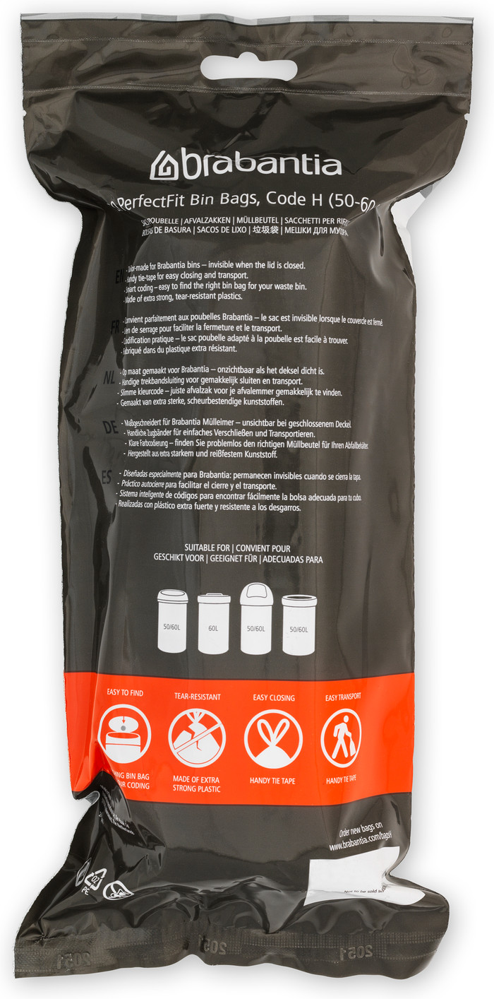 Brabantia Touch Bin 60 Liter Matt Black Fingerprint Proof + Vuilniszakken (120 stuks) null