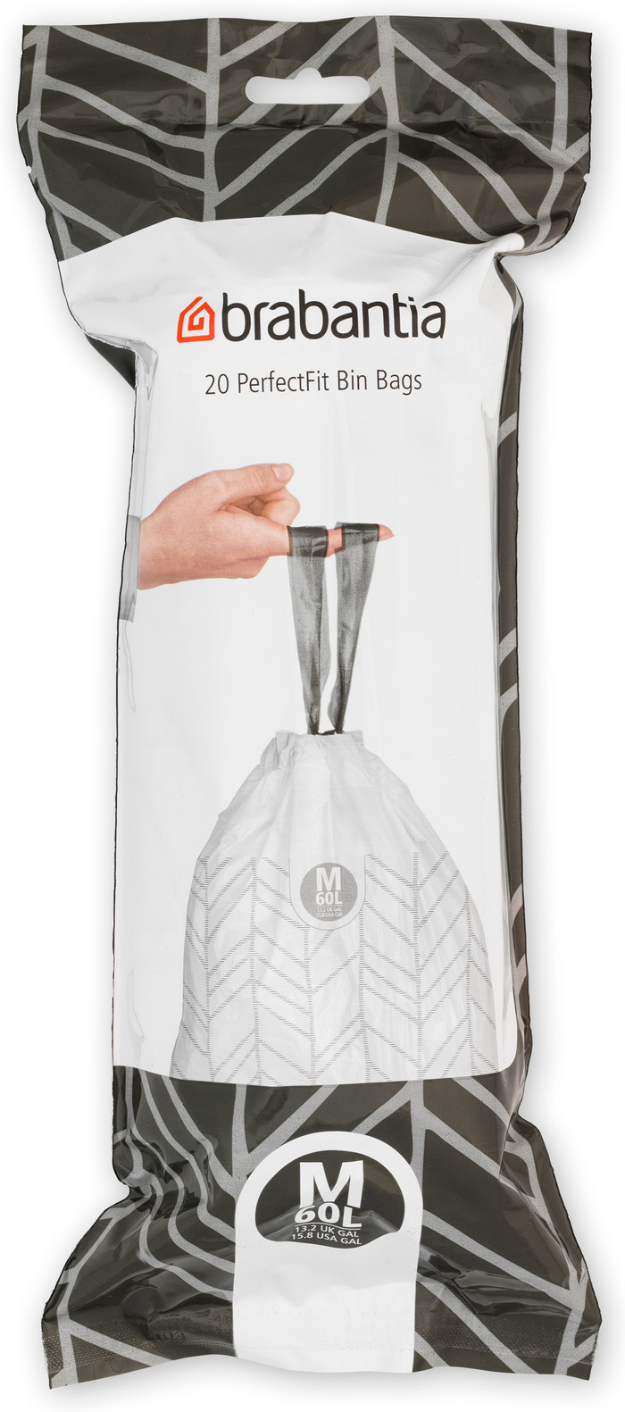 Brabantia Bo Pedal Bin 60 Liter Rvs Fingerprint proof + Vuilniszakken (120 stuks) voorkant