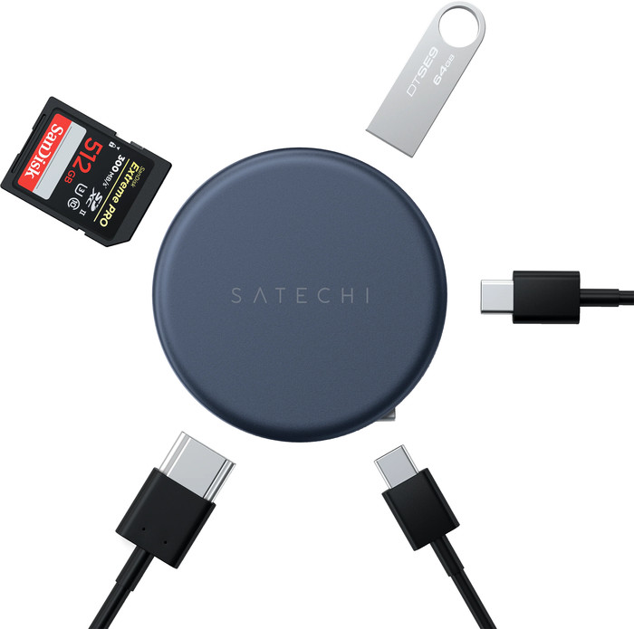 Satechi 5-in-1 OntheGo Multiport Indigo product in gebruik