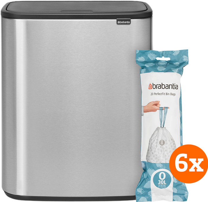 Brabantia Bo Touch Bin 2 x 30 Liter Rvs Fingerprint Proof + Vuilniszakken (120 stuks) Main Image