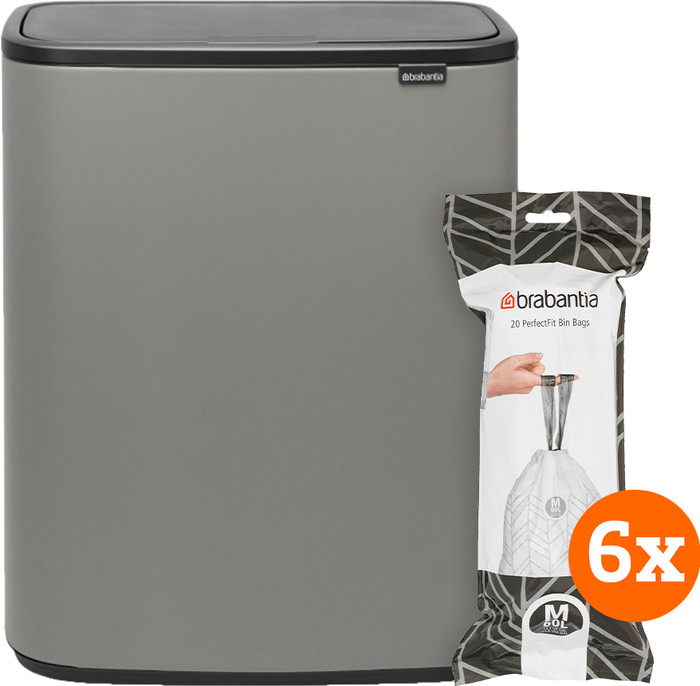 Brabantia Bo Touch Bin 60 Liter Mineral Concrete Grey + Vuilniszakken (120 stuks) Main Image