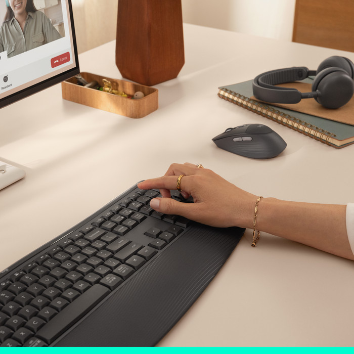 Logitech MK880 Signature Comfort Plus Wireless Keyboard and Mouse Combo Off-white QWERTY product in use