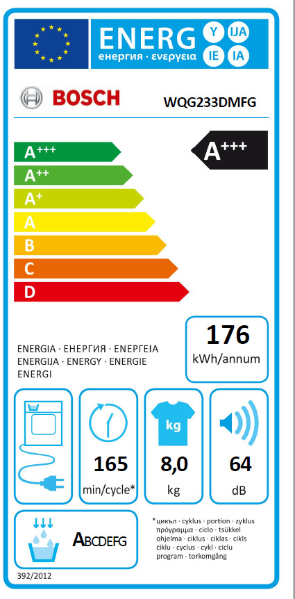 Bosch WQG233DMFG energielabel
