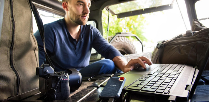 SanDisk Extreme Portable SSD 2TB product in gebruik