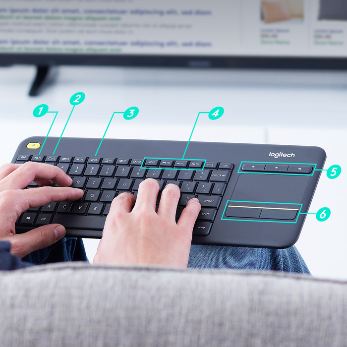Logitech K400 Plus Wireless Touch Zwart QWERTY null