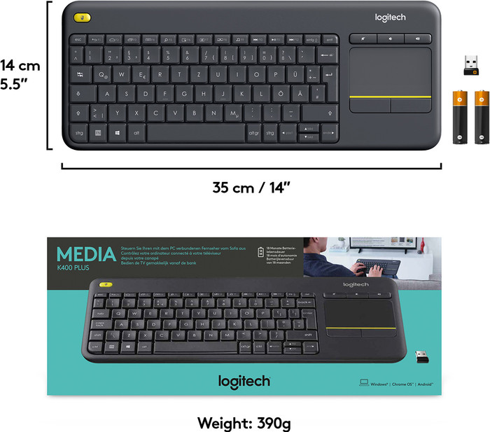 Logitech K400 Plus Wireless Touch Zwart QWERTY null