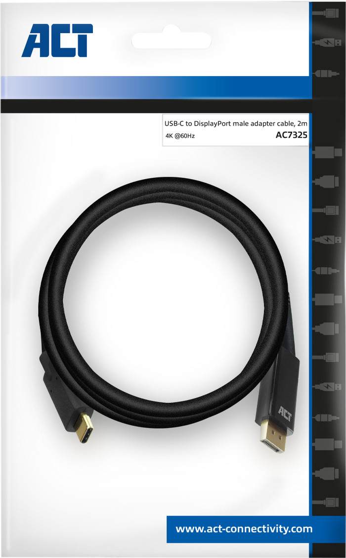 ACT USB-C naar DisplayPort Kabel 2 Meter verpakking