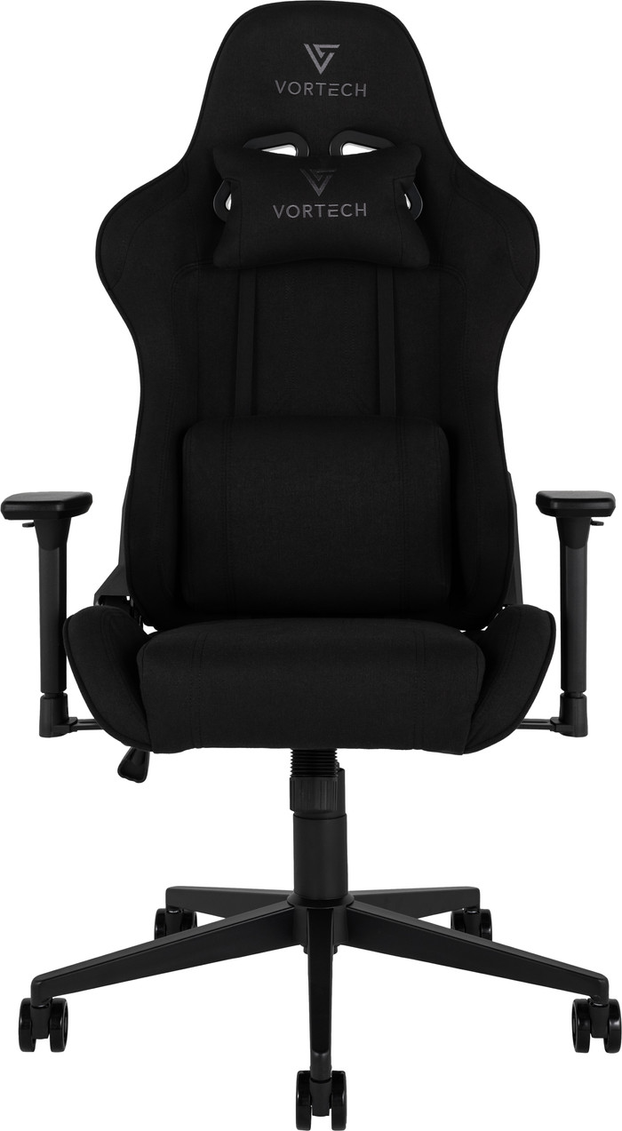 Vortech Essential Gamestoel Zwart + Vortech Vloermat Zwart voorkant