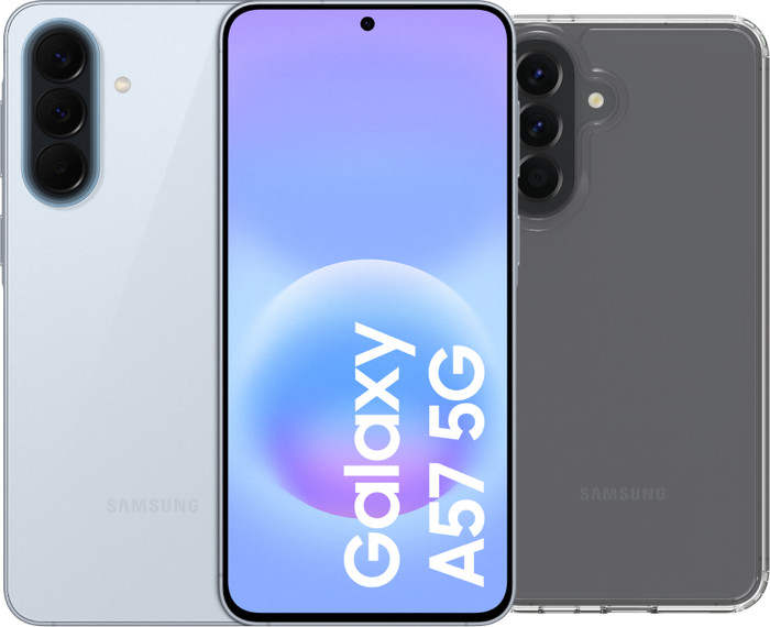 Samsung Galaxy A57 128GB Lichtblauw 5G + BlueBuilt Back Cover Transparant Main Image