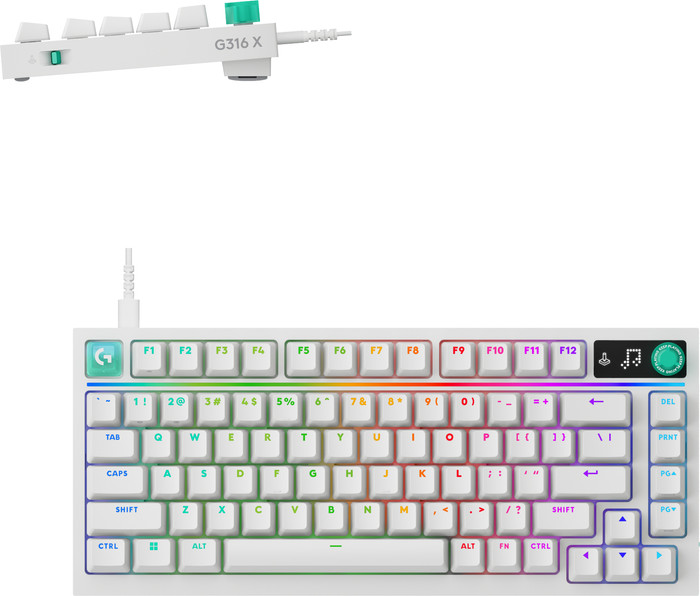 Logitech G316 X 75 Gaming Toetsenbord Wit Qwerty bovenkant