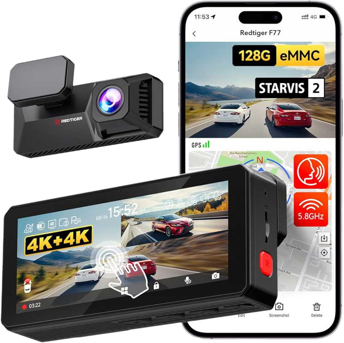 Redtiger F77 V2 4K Touchscreen Wifi GPS 2CH 256GB accessoire
