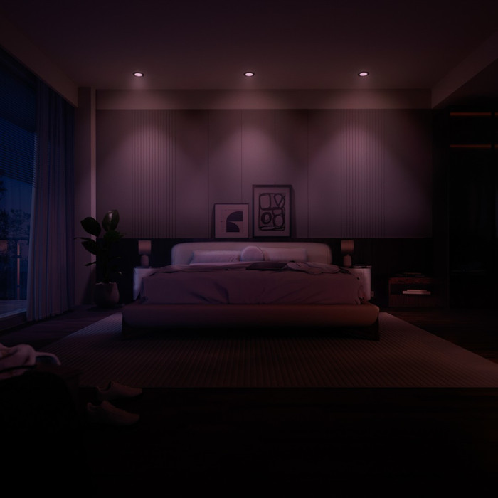 Philips Hue Inbouwspot Slim 3-Pack - White and Color - 90mm - Zwart product in gebruik