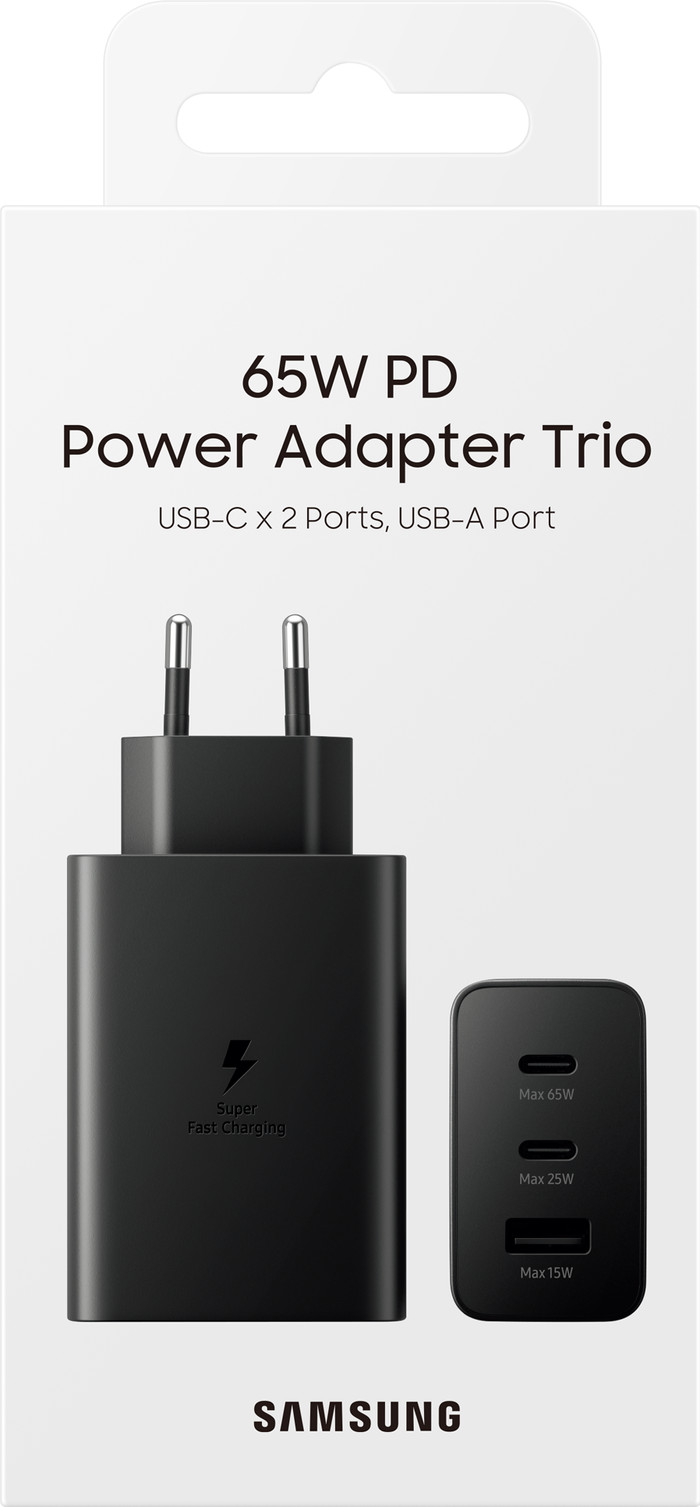 Samsung Super Fast Charging Oplader met 3 Usb Poorten 65W Zwart null