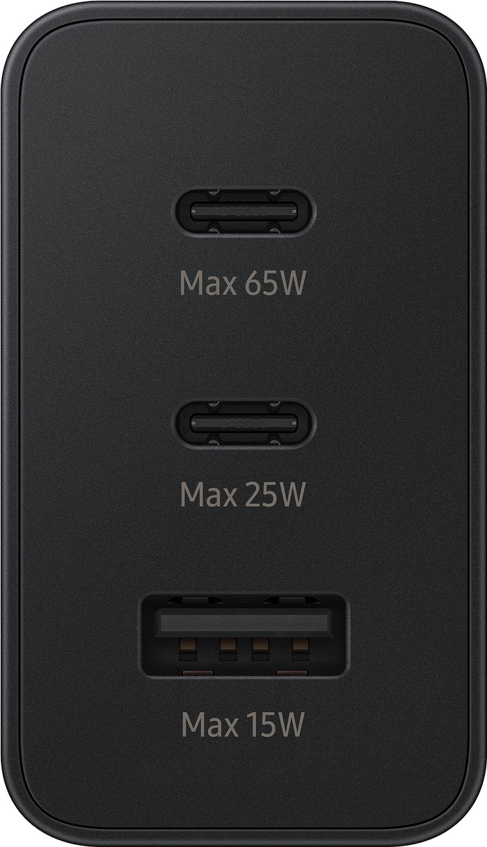 Samsung Super Fast Charging Oplader met 3 Usb Poorten 65W Zwart voorkant