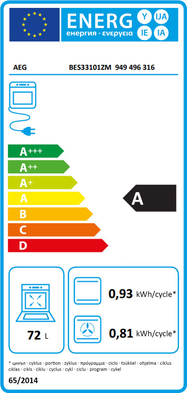 AEG BES33101ZM energielabel