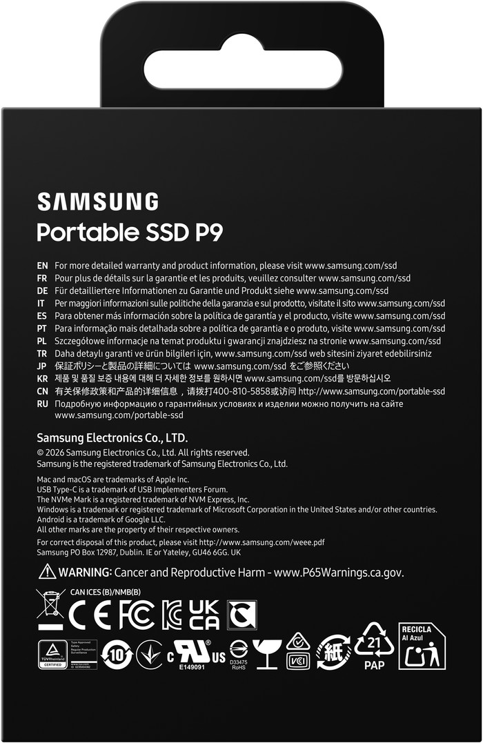 Samsung P9 Portable SSD 1TB packaging