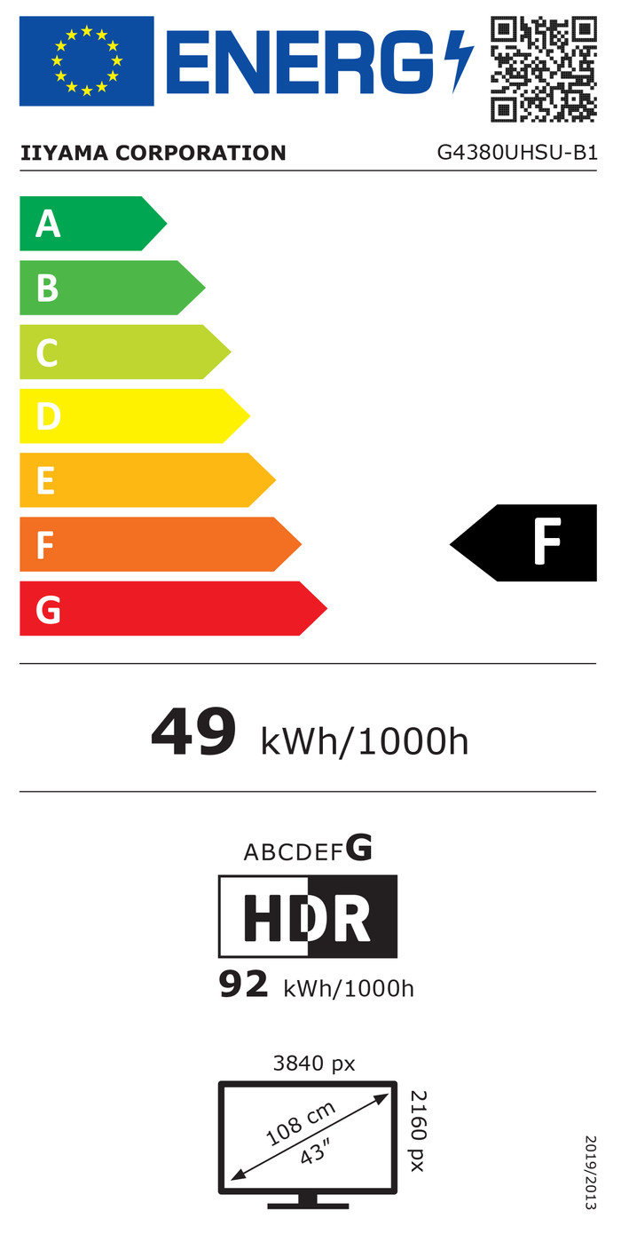 iiyama G-Master G4380UHSU-B1 Red Eagle energielabel
