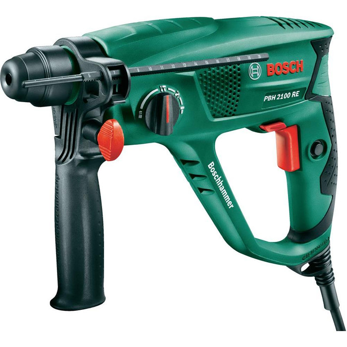 Bosch PBH 2100 RE + 6-piece SDS Plus Drill Bit Set right side