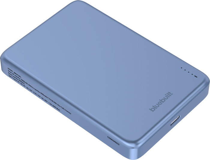 BlueBuilt Draadloze Powerbank met Qi2.2 en MagSafe 10.000 mAh met Snelladen 25 Watt Blauw bovenkant