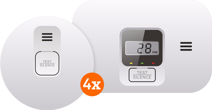 ELRO Blue Line CBFS25 Rookmelder 4-pack + Koolmonoxidemelder Main Image