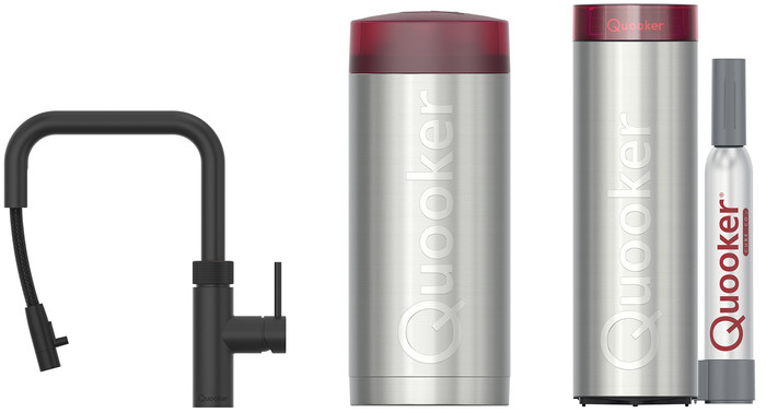 Quooker COMBI+ + Quooker Flex Square Zwart + Quooker CUBE Main Image