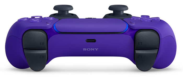 Sony PlayStation 5 DualSense Wireless Controller Galactic Purple + BlueBuilt Charging Dock top