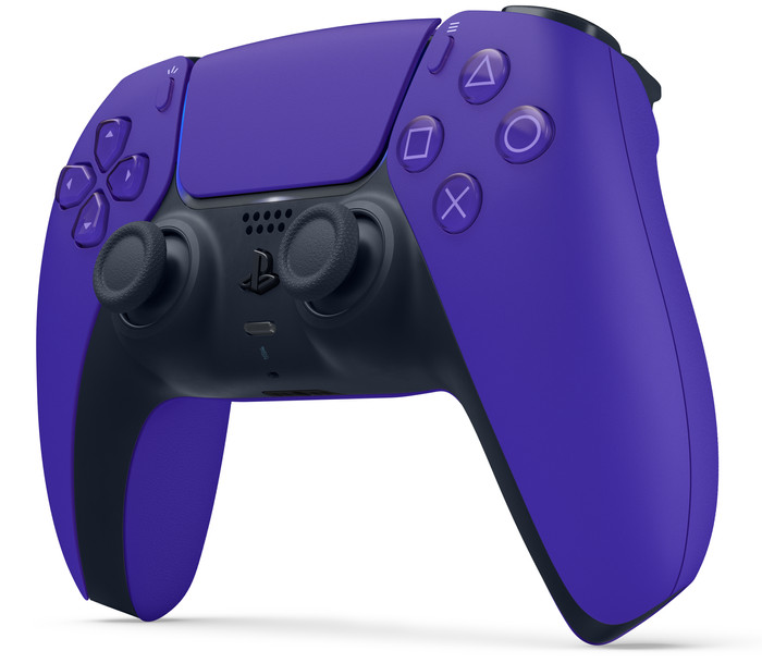 Sony PlayStation 5 DualSense Wireless Controller Galactic Purple + BlueBuilt Charging Dock right side