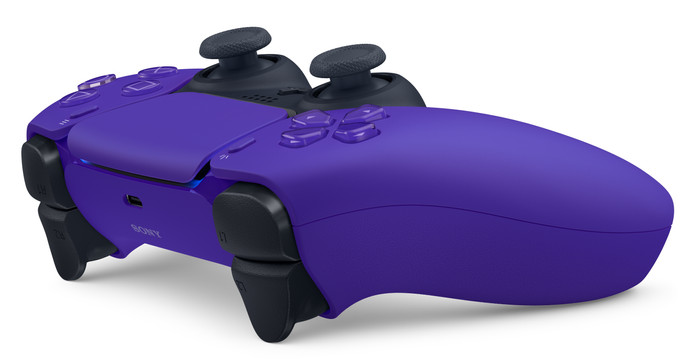 Sony PlayStation 5 DualSense Wireless Controller Galactic Purple + BlueBuilt Charging Dock top