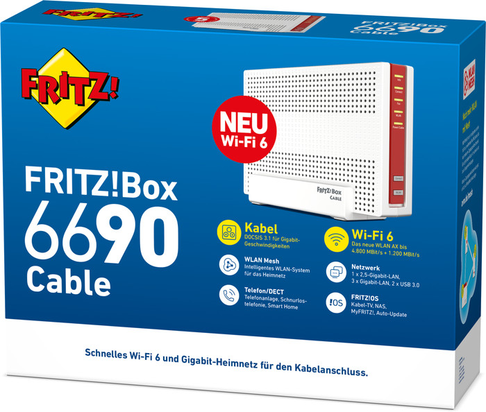 AVM FRITZ!Box 6690 Cable International + FRITZ!Repeater 1200 AX International 2-pack verpakking