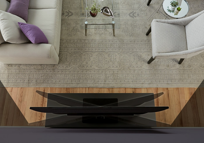 Sanus VTVS1-B2 Pivotable TV Stand product in use