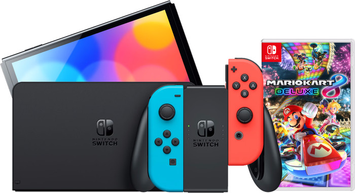 Nintendo Switch OLED Blauw Rood + Mario Kart 8 Deluxe Main Image