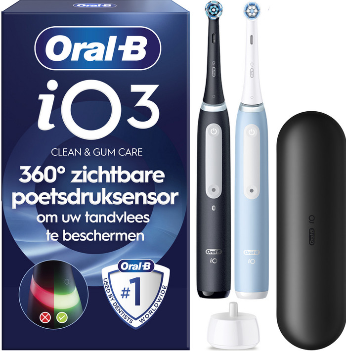 Oral-B iO 3 Zwart en Blauw Duo pack verpakking
