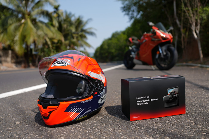 Insta360 Go 3S Motorcycle In-Helmet POV Bundel product in gebruik
