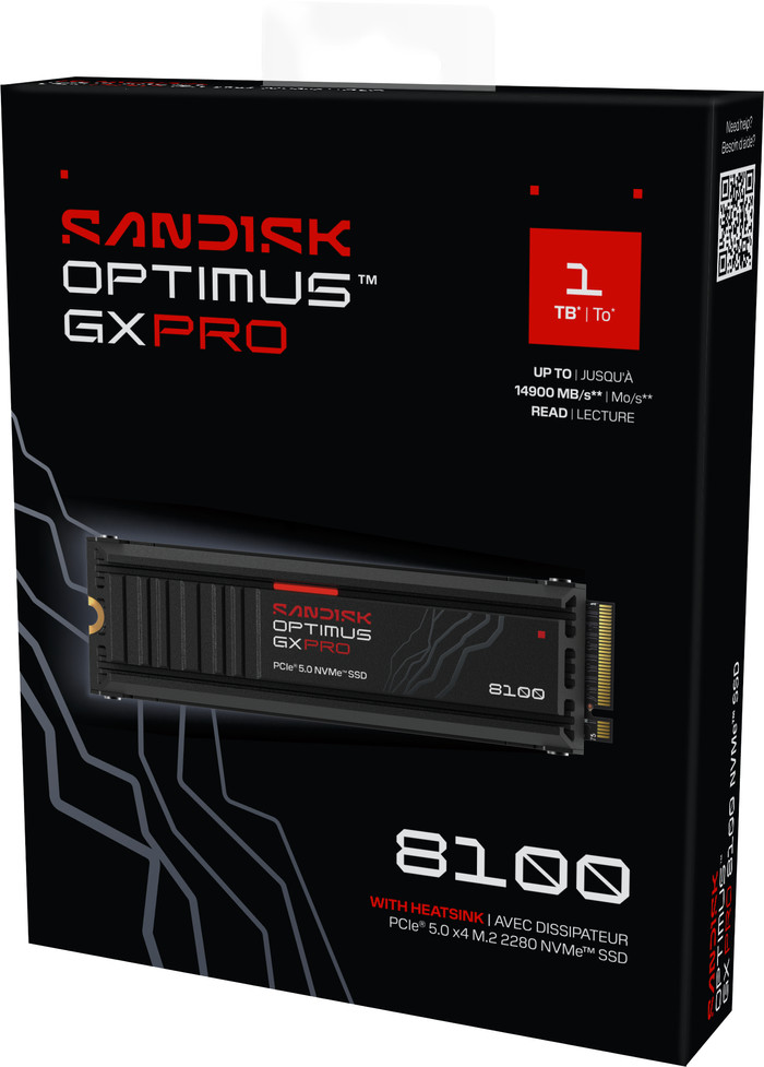 SANDISK Optimus GX PRO 8100 1TB Heatsink PCIe 5.0 NVMe SSD detail