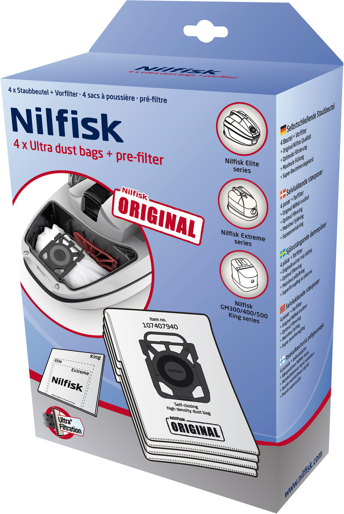 Nilfisk Elite Vacuum Cleaner Bags (4 units) packaging