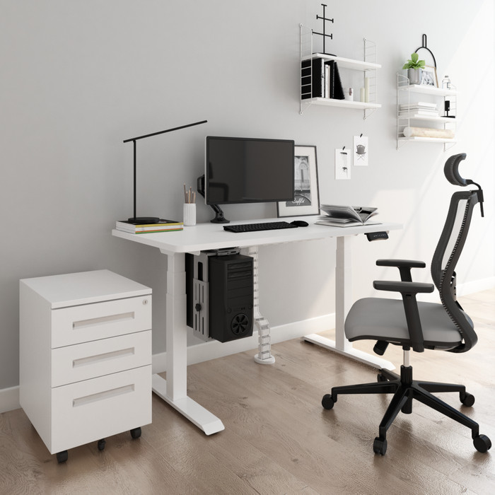 Euroseats Elektrisch Zit Sta Bureau 160 x 80 Wit/Wit product in gebruik