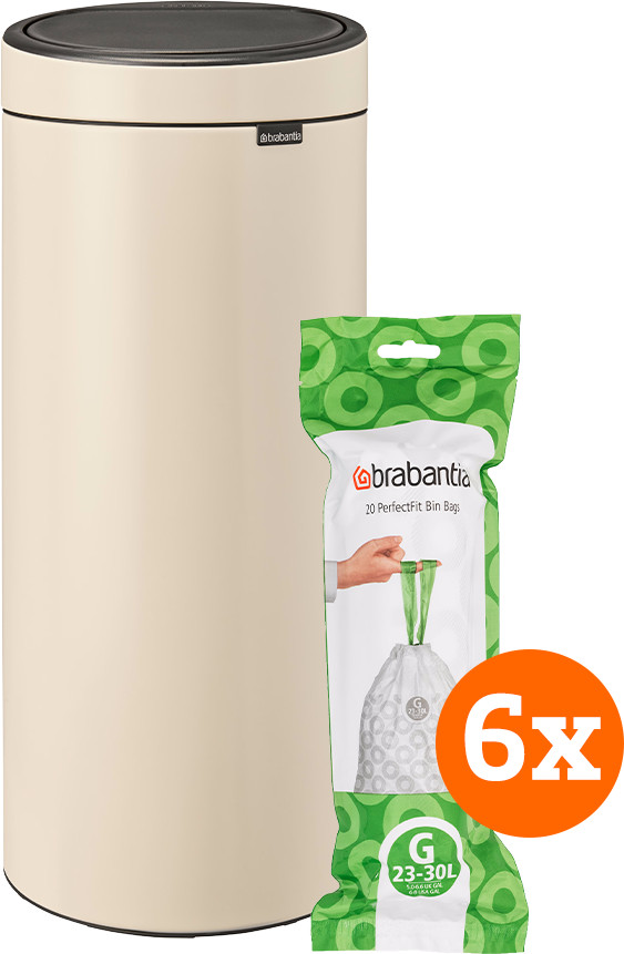 Brabantia Touch Bin 30 Liter Soft Beige + Vuilniszakken (120) Main Image