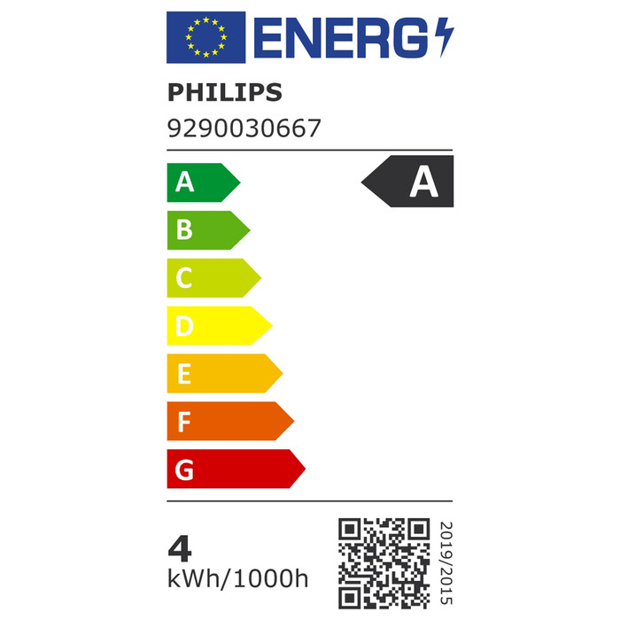 Philips LED Filament lamp - 4W - E27 - warm wit licht 2-pack energielabel