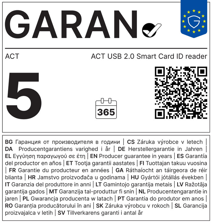 ACT USB 2.0 Smart Card ID Reader