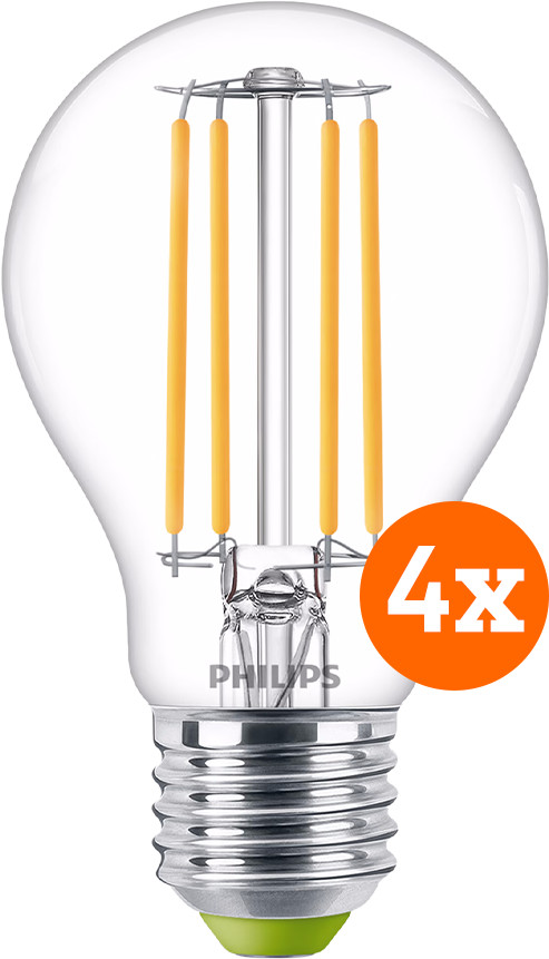 Philips LED Filament lamp - 2,3W - E27 - warm wit licht 4-pack Main Image