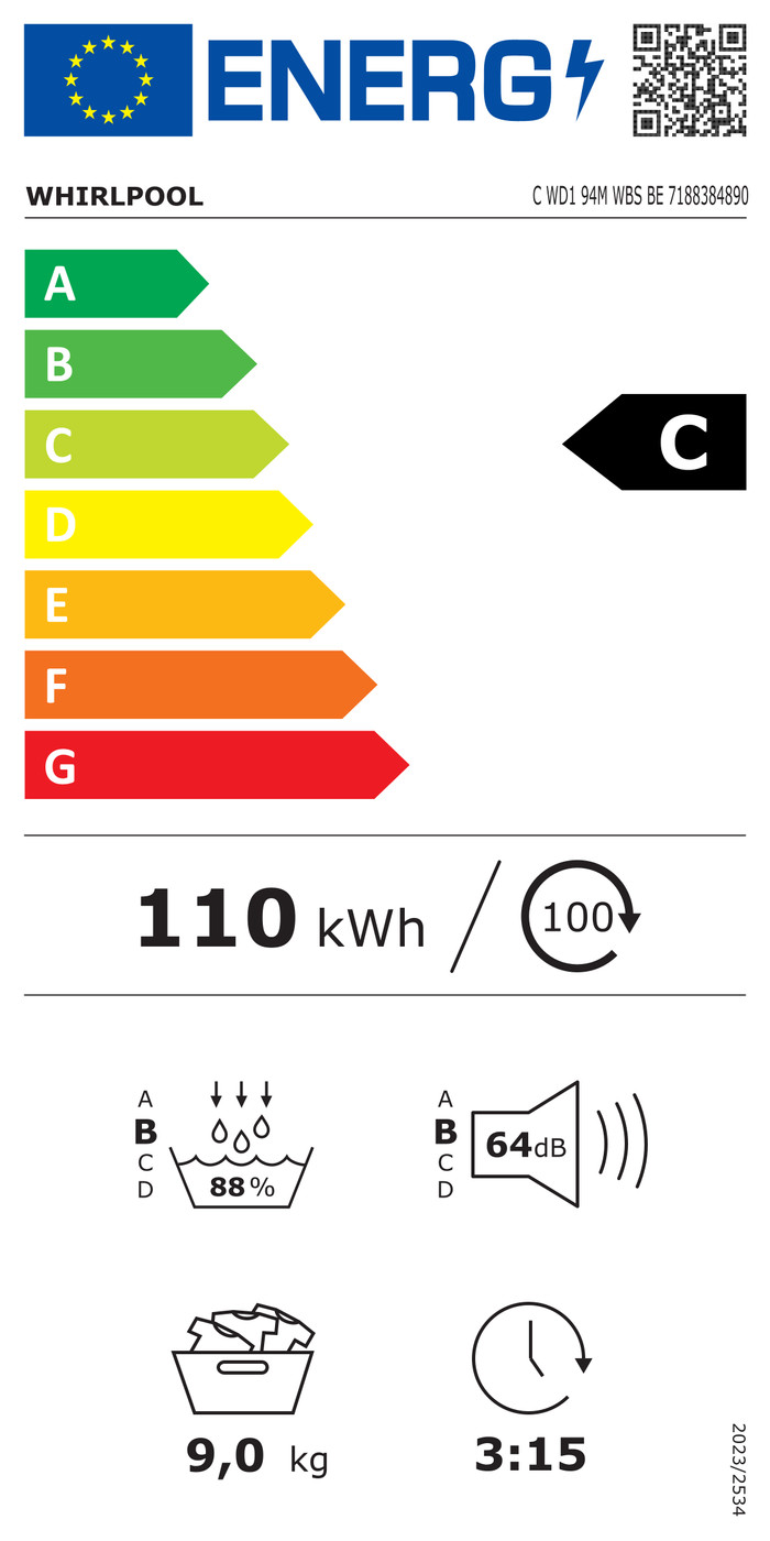 Whirlpool C WD1 94M WBS BE energielabel