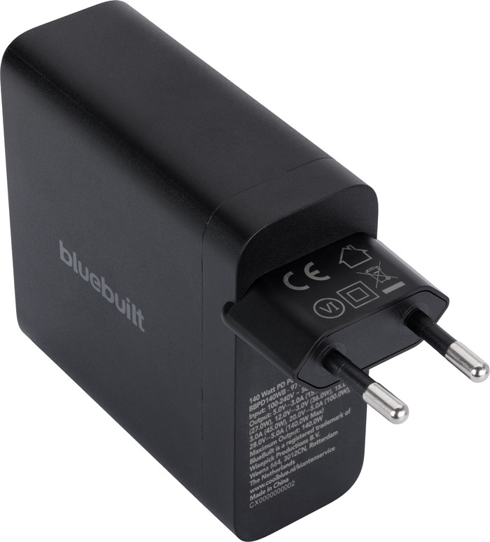BlueBuilt 140W GaN Usb C Oplader Zwart achterkant