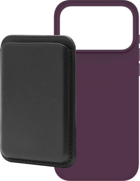 BlueBuilt MagSafe Hoesje iPhone 18/17 Pro Max Paars + Kaarthouder Leer Zwart Main Image