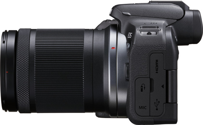 Canon EOS R10 + RF-S 18-150mm f/3.5-6.3 IS STM left side