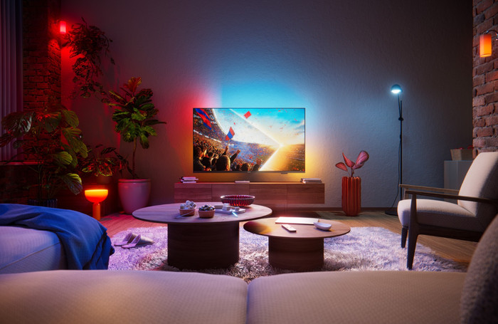 Philips Ambilight 55" PUS8001 (2026) product in gebruik